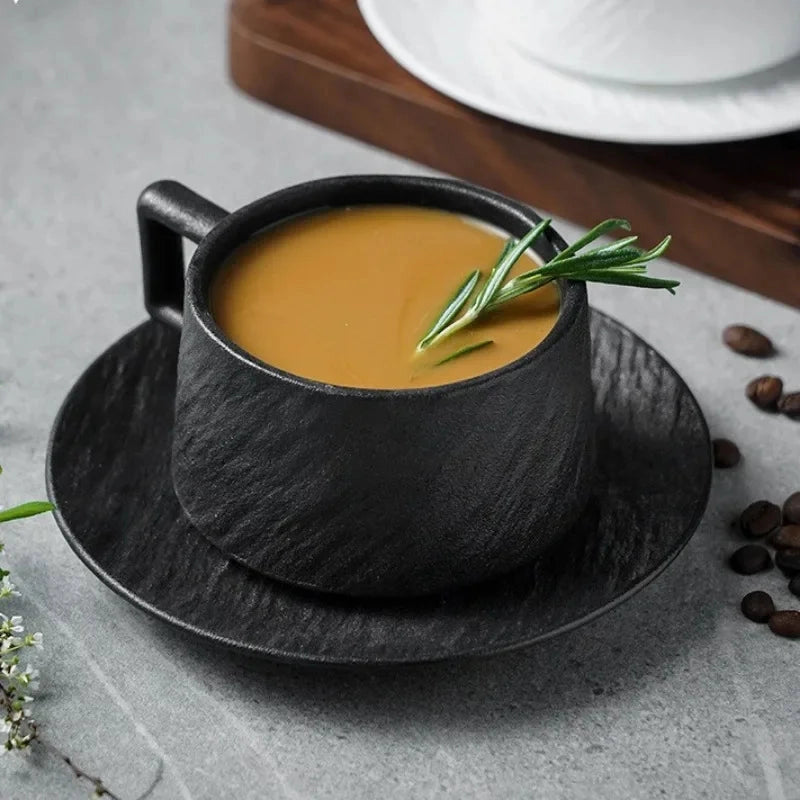 Ceramic Coffee Mug with Saucer