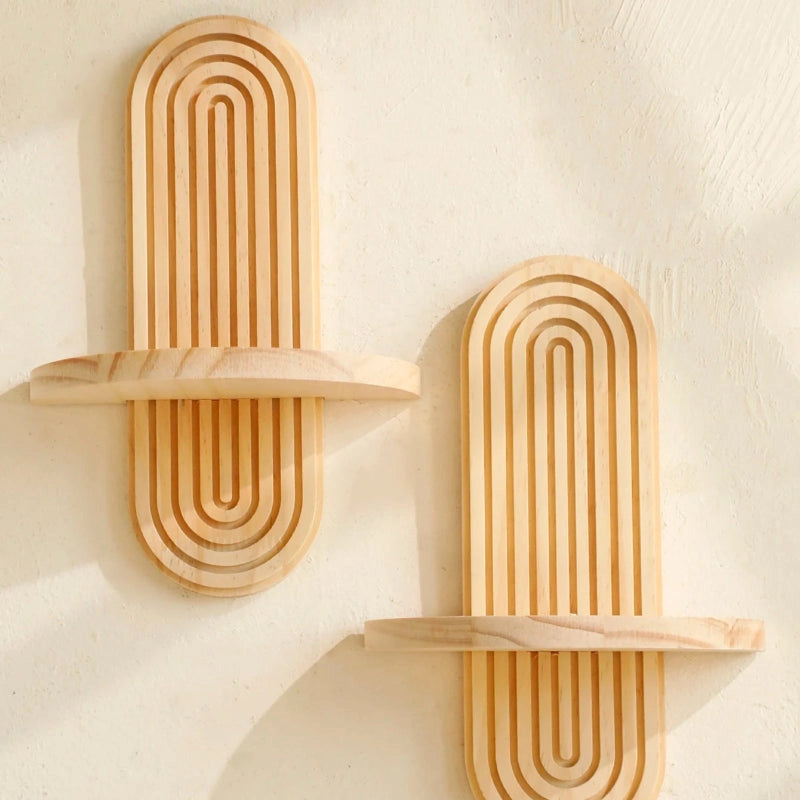 Geometric Wood Wall Mounted Shelf