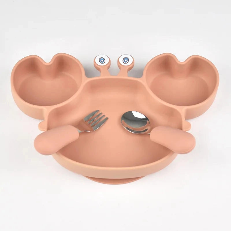 Silicone Crab Plate with Cutlery