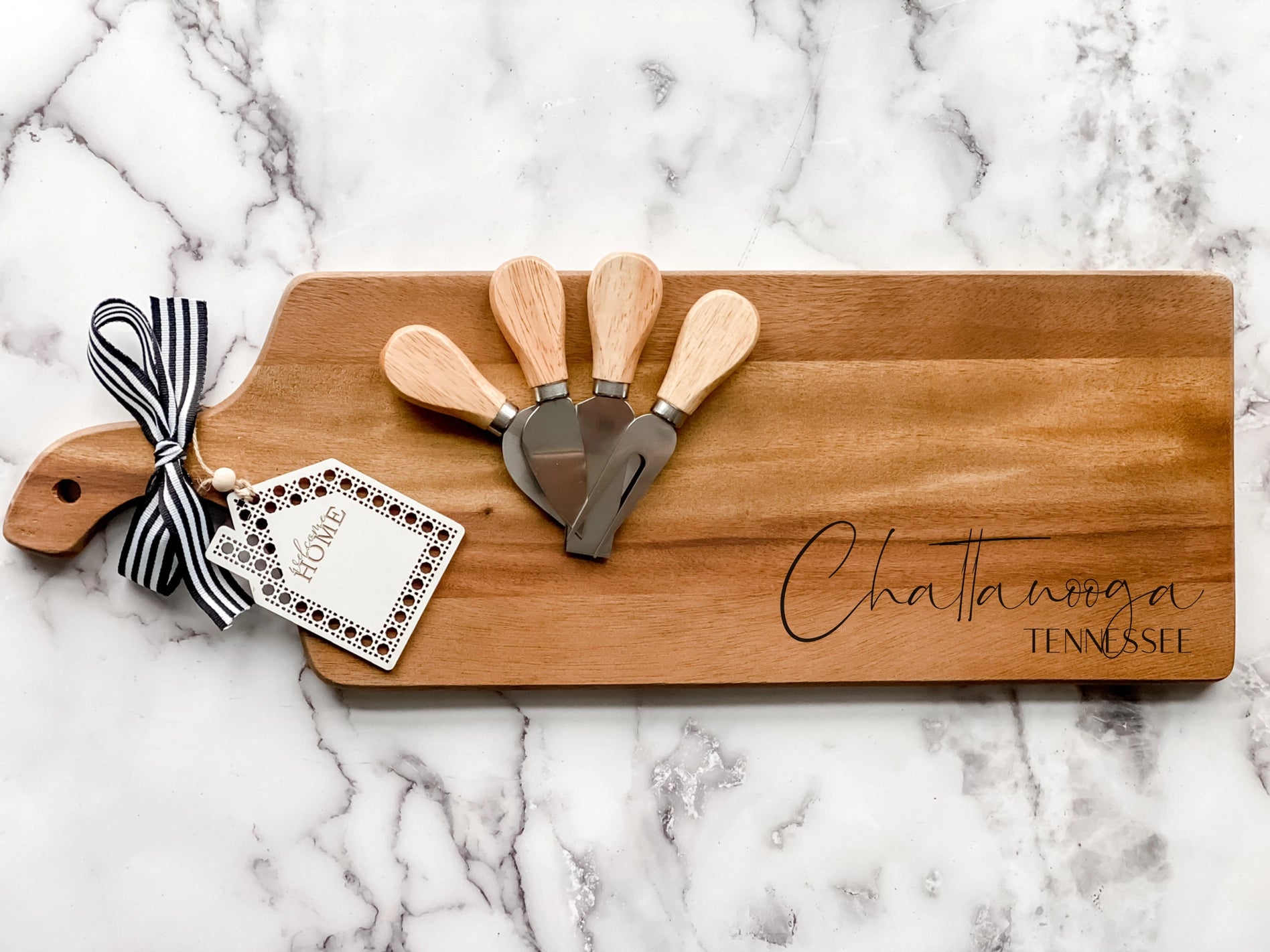 City Name Acacia Board Charcuterie Gift Set
