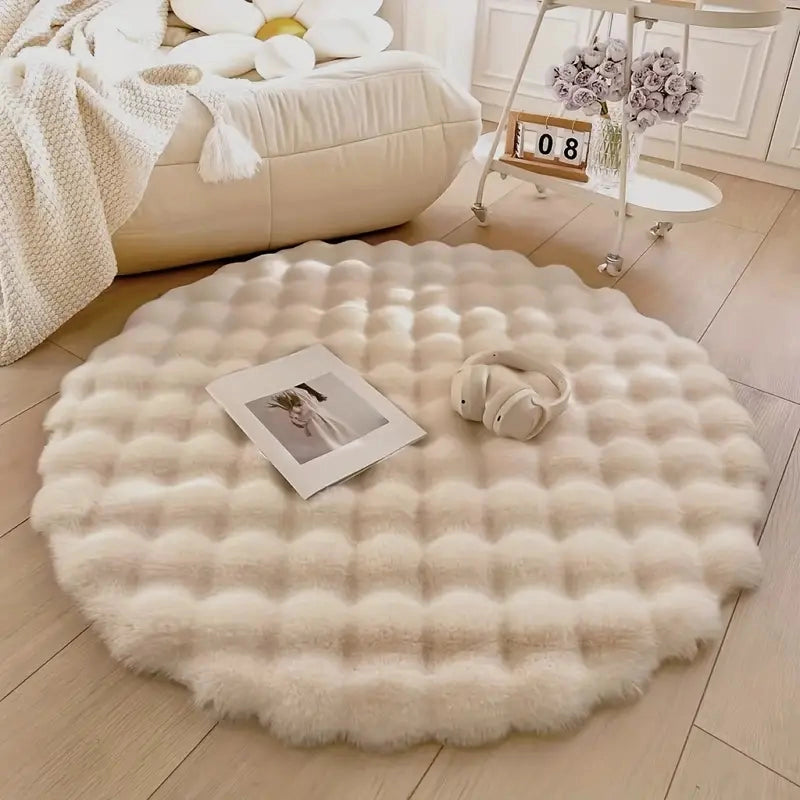 Rabbit Faux Fur Round Carpet