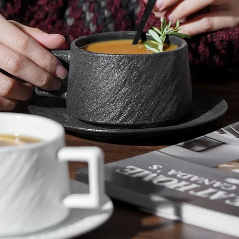 Ceramic Coffee Mug with Saucer
