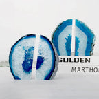 Blue Agate Bookend 2-Piece Set
