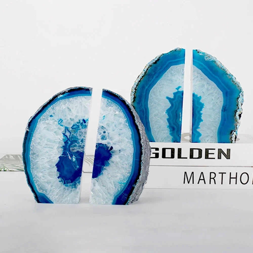 Blue Agate Bookend 2-Piece Set