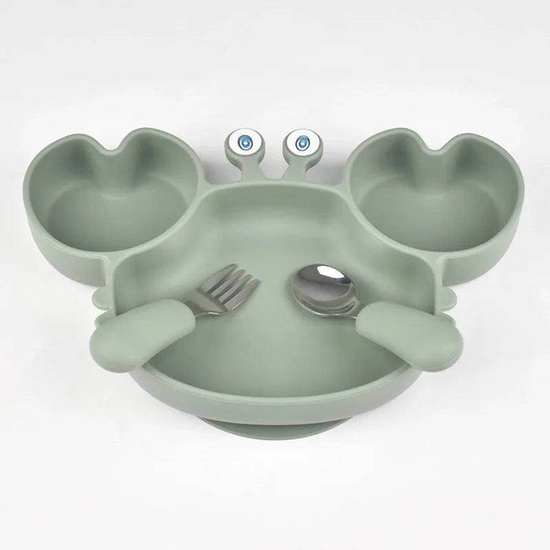 Silicone Crab Plate with Cutlery