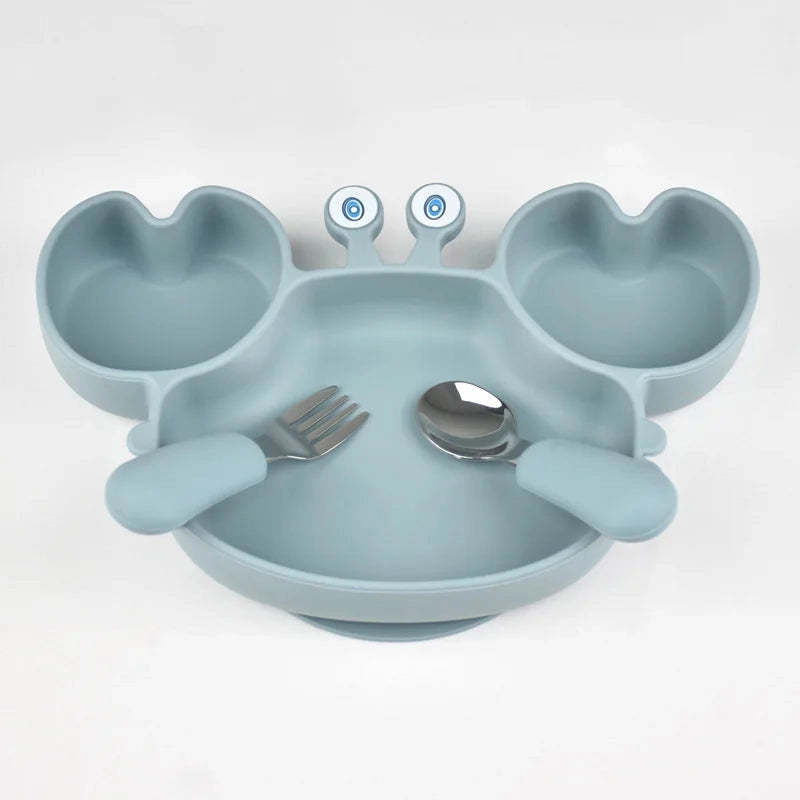 Silicone Crab Plate with Cutlery