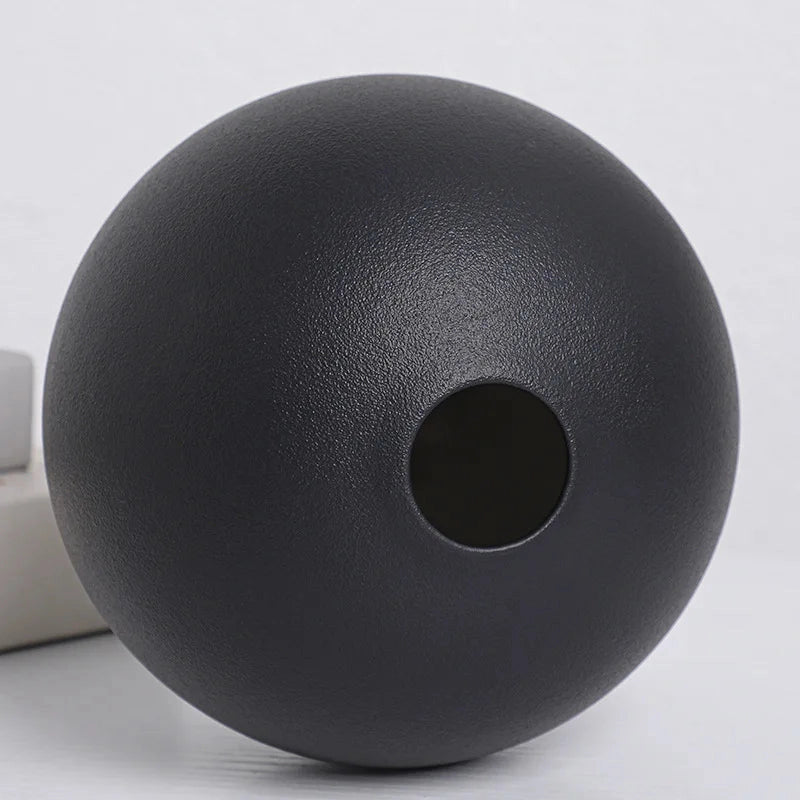 Round Black Vases 3-Piece Set