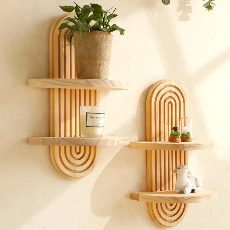 Geometric Wood Wall Mounted Shelf