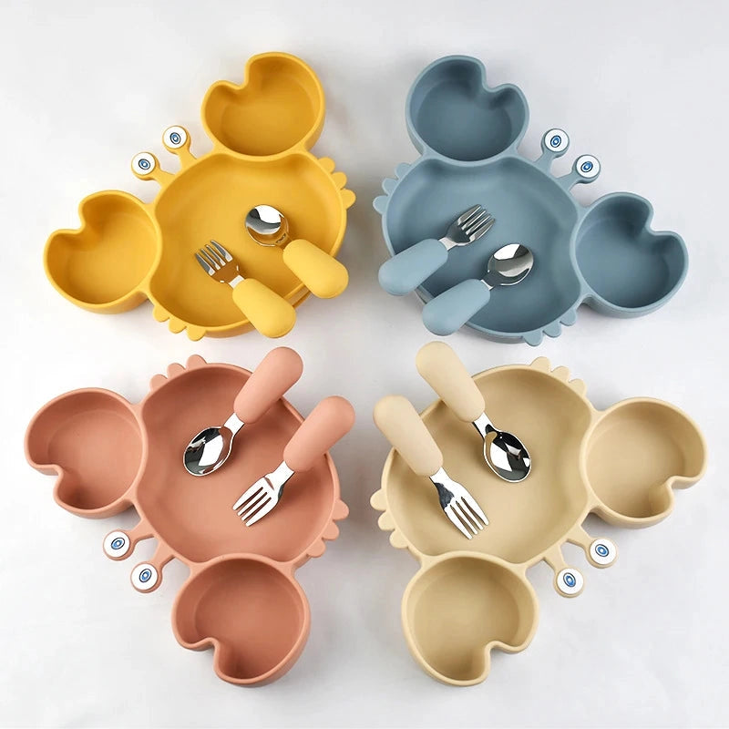 Silicone Crab Plate with Cutlery