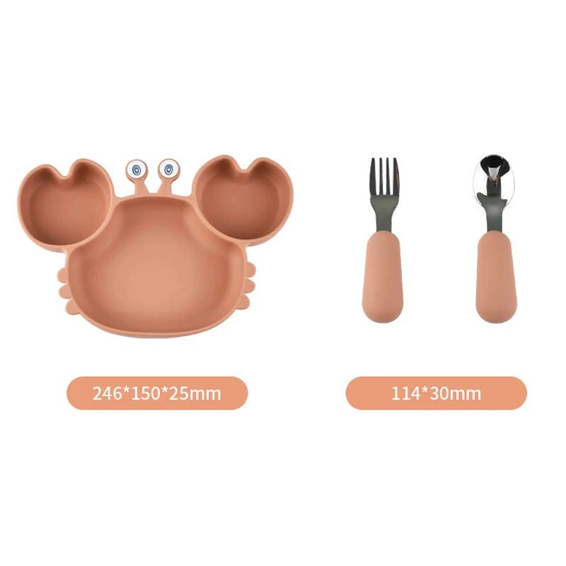 Silicone Crab Plate with Cutlery