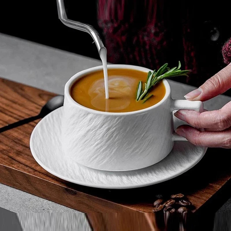 Ceramic Coffee Mug with Saucer