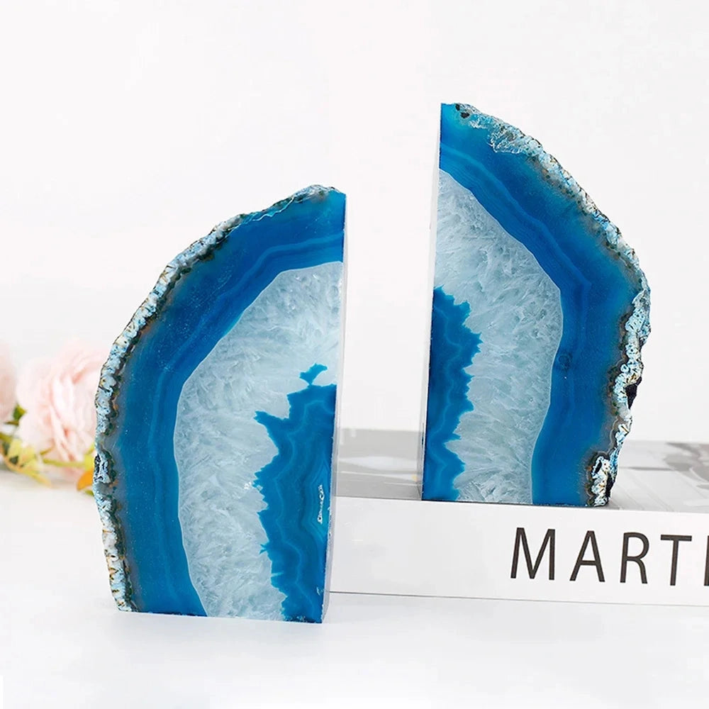 Blue Agate Bookend 2-Piece Set