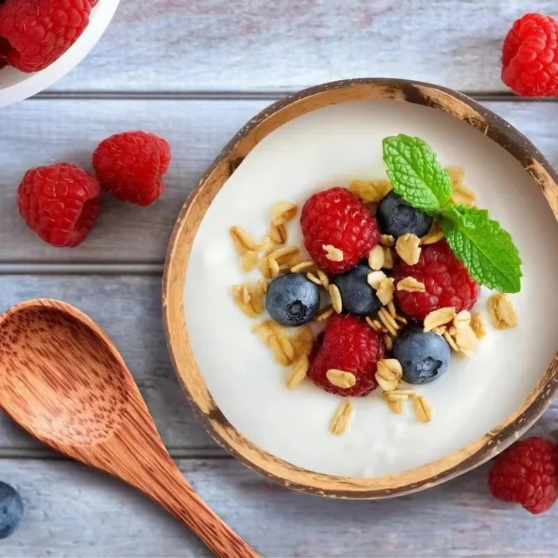 Rustic Coconut Shell Bowl and Spoon Set