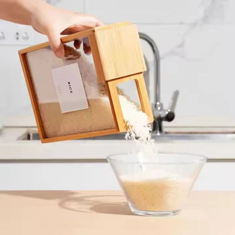 Bamboo Square Pantry Storage Food Containers