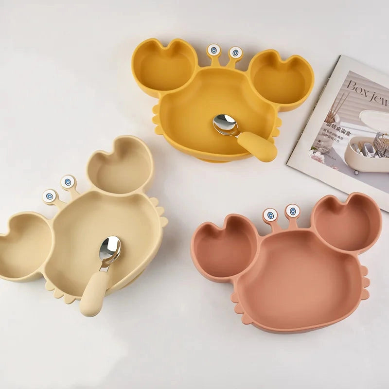 Silicone Crab Plate with Cutlery