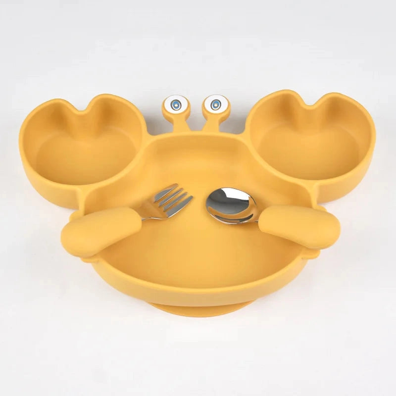 Silicone Crab Plate with Cutlery