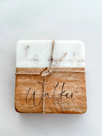Wood/Marble Coasters (Set of 2)