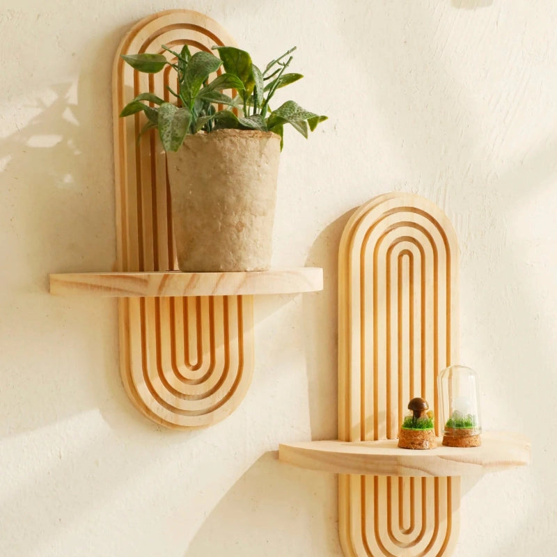 Geometric Wood Wall Mounted Shelf