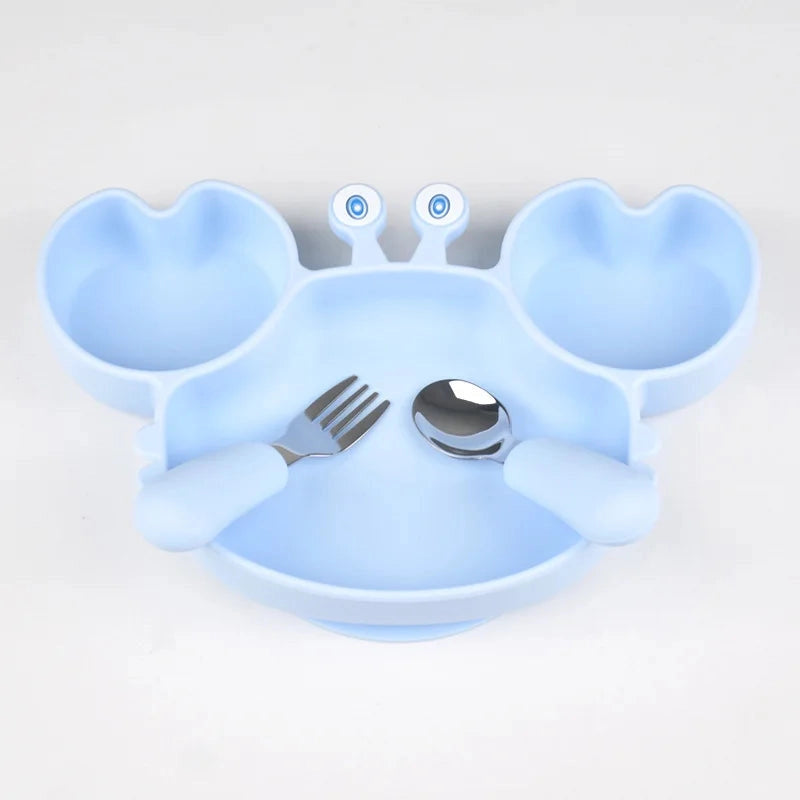 Silicone Crab Plate with Cutlery