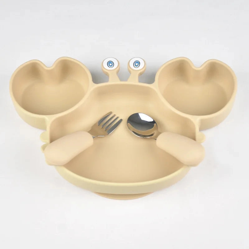 Silicone Crab Plate with Cutlery