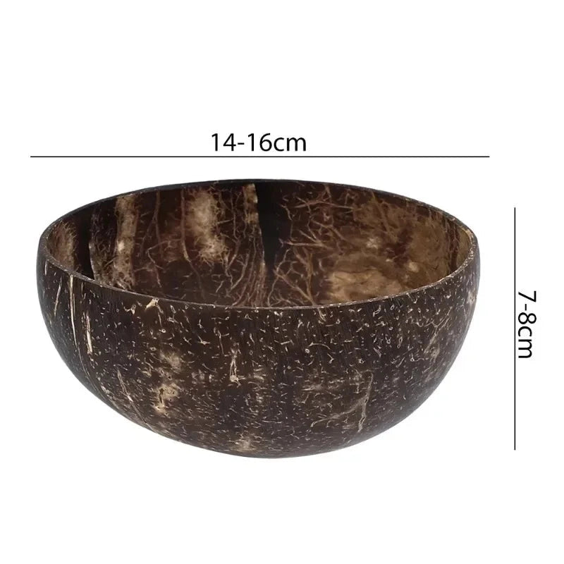 Rustic Coconut Shell Bowl and Spoon Set