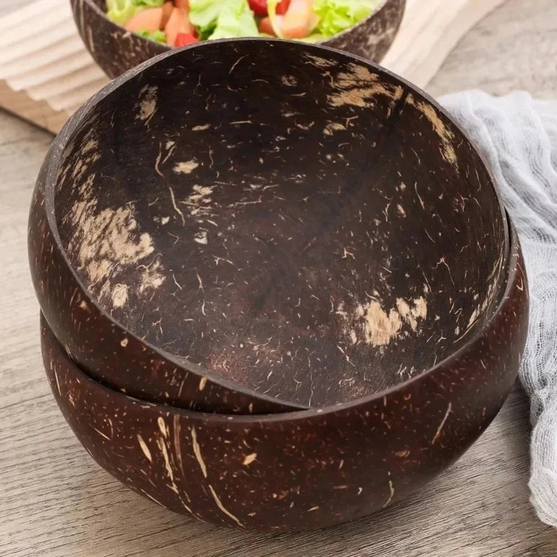 Rustic Coconut Shell Bowl and Spoon Set