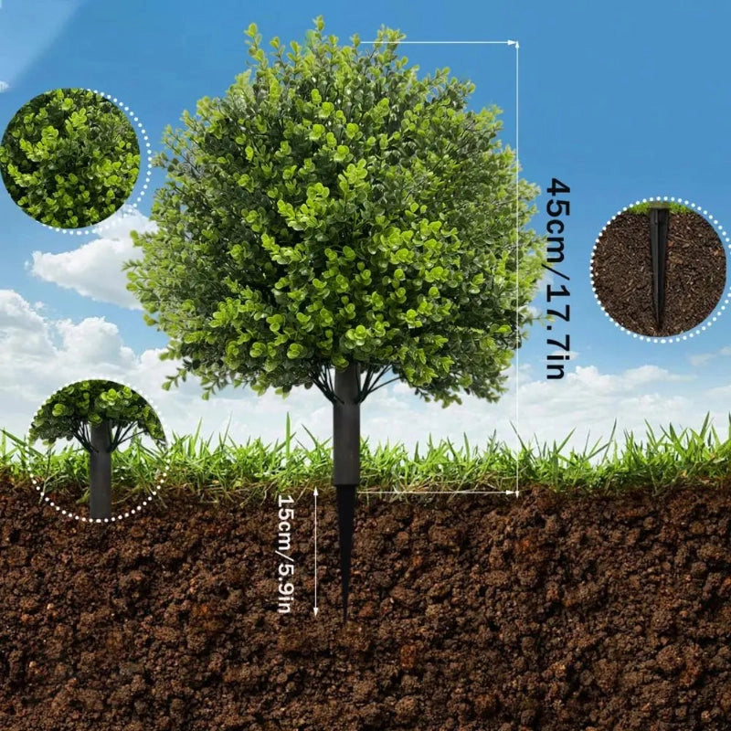 Green Artificial Uv Resistant Boxwood Trees