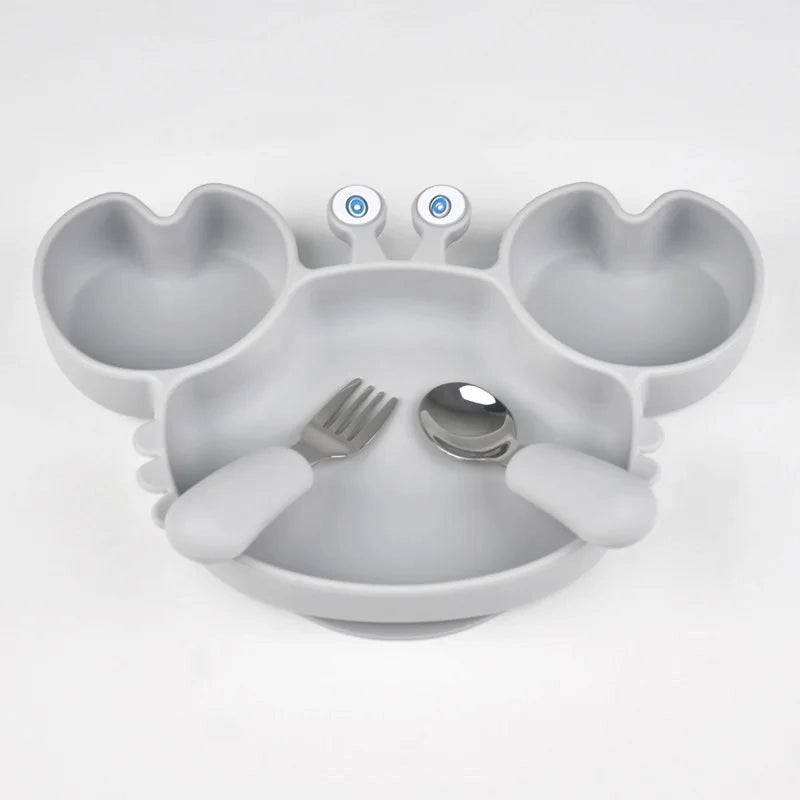 Silicone Crab Plate with Cutlery