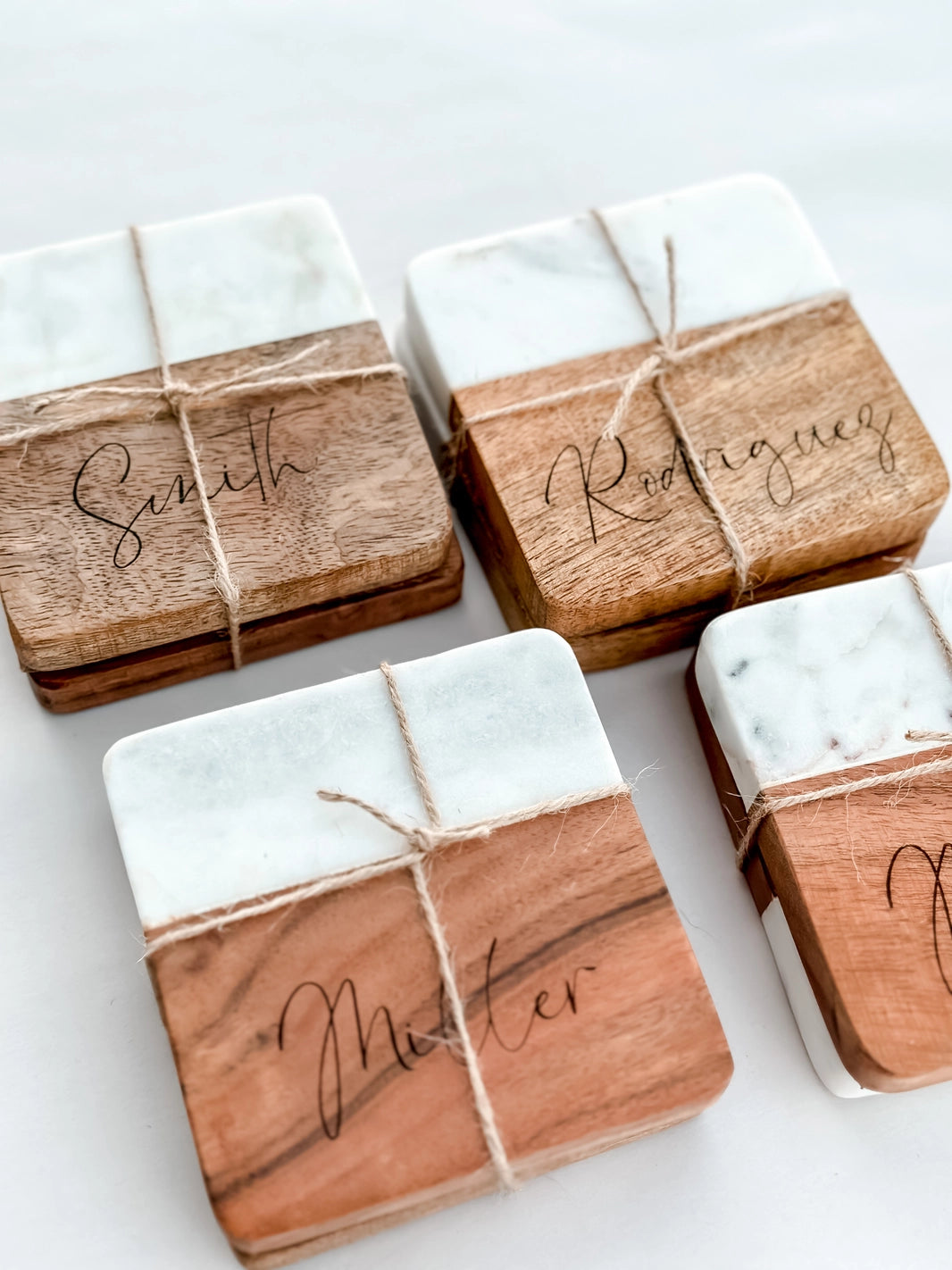 Wood/Marble Coasters (Set of 2)