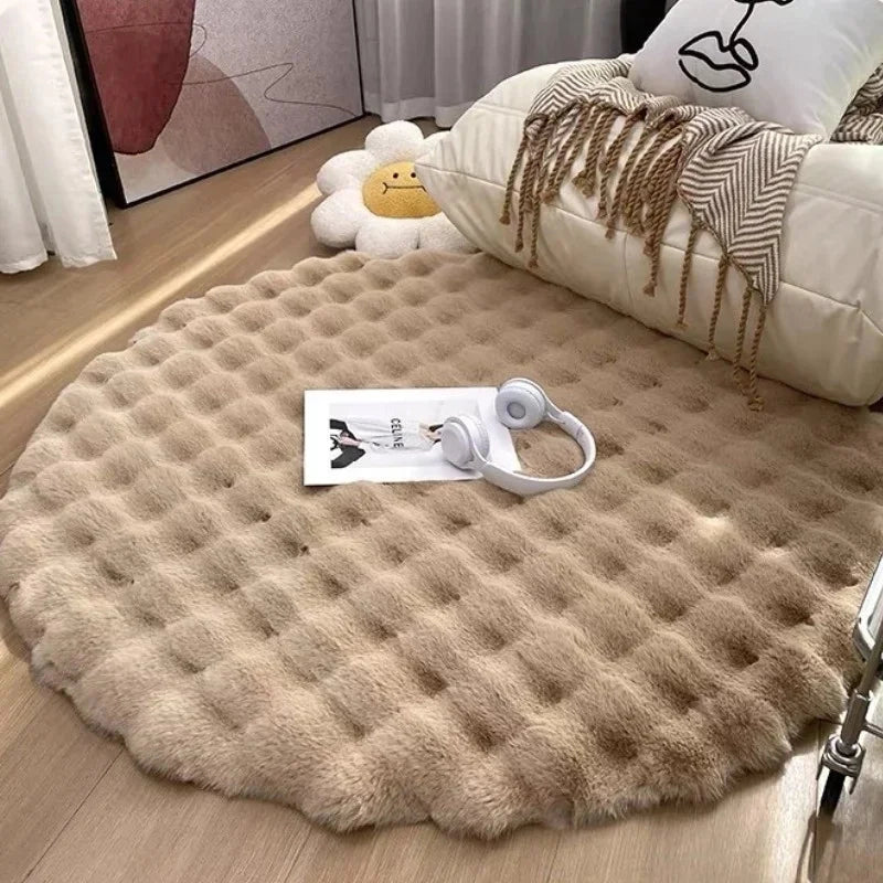Rabbit Faux Fur Round Carpet