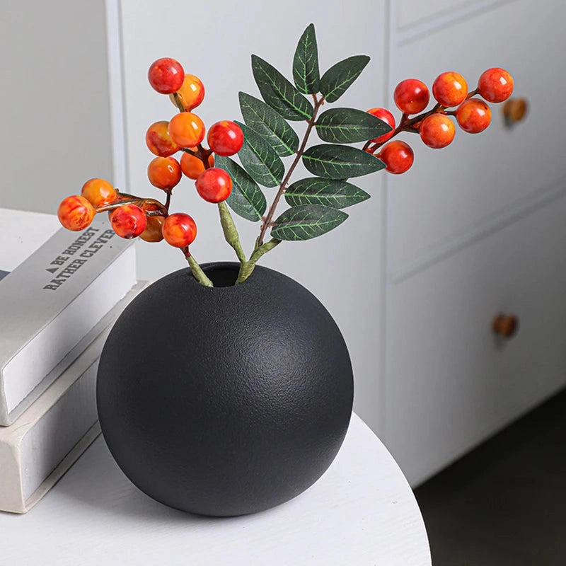 Round Black Vases 3-Piece Set